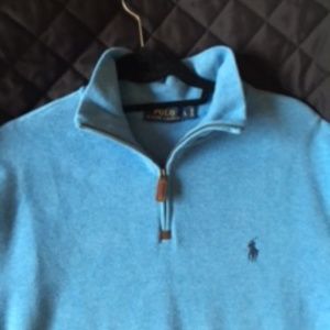 NWOT- Polo Ralph Lauren 1/4 Zip- leather pull